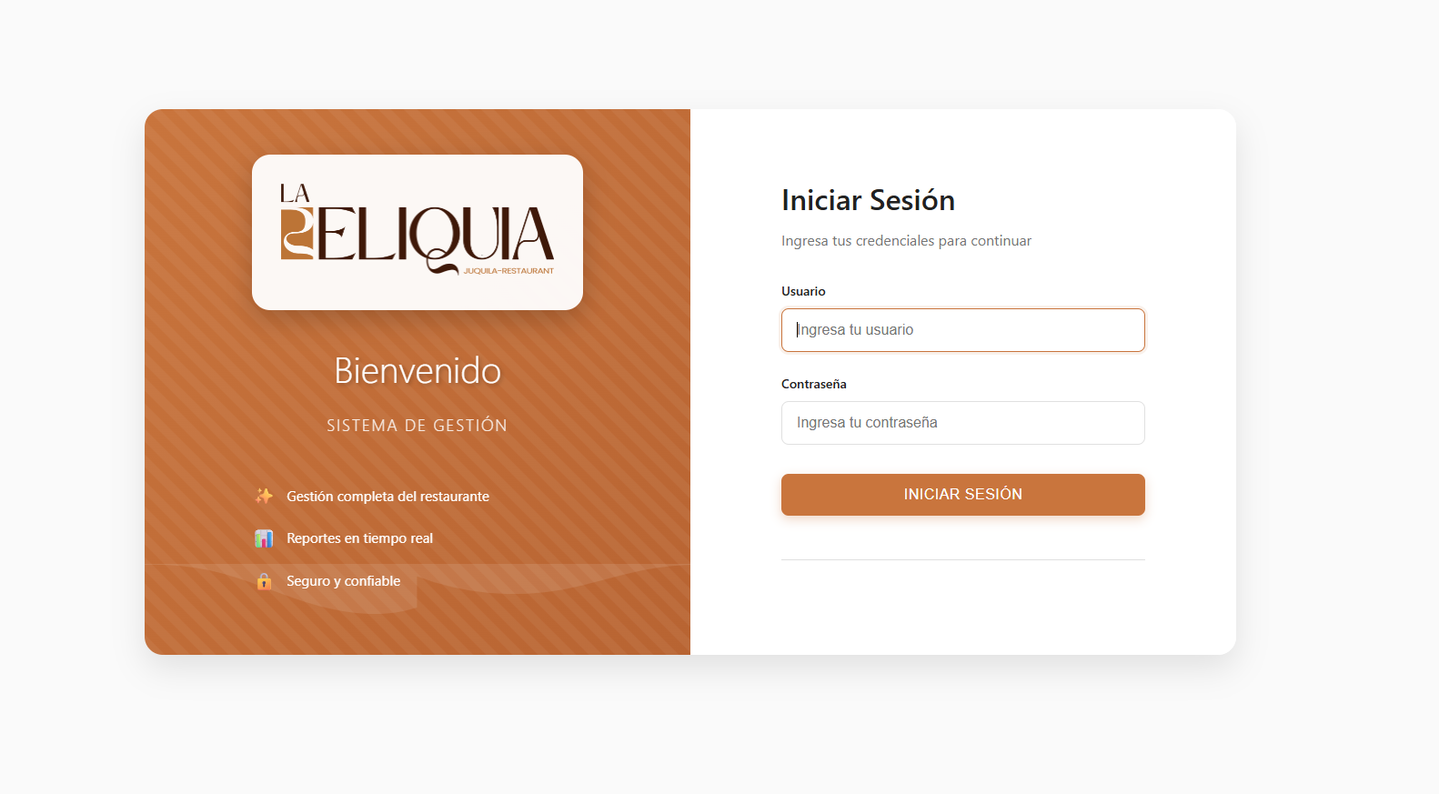 Sistema de Restaurante La Reliquia